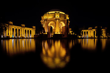 Image showing San Francisco Palace of FIne Arts Reflection at Night 