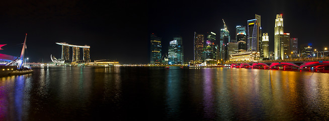 Image showing Singapore Skyline at Night Panorama