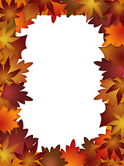 Image showing Colorful Fall Leaves Border over White