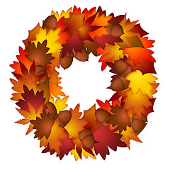 Image showing Fall Leaves and Acorns Wreath