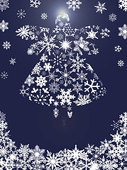 Image showing Christmas Angel Flying with Snowflakes