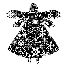 Image showing Christmas Angel Silhouette with Snowflakes Design