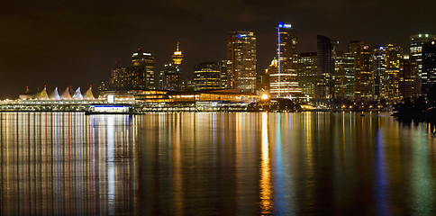 Image showing Vancouver BC Skyline from Stanley Park at Night