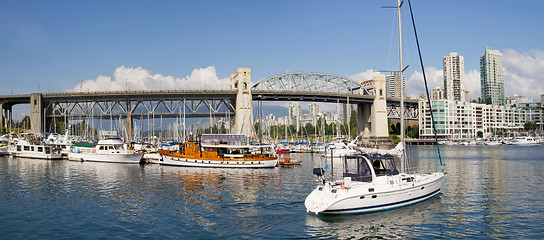 Image showing Marina under the Burrard Street Bridge Vancouver BC