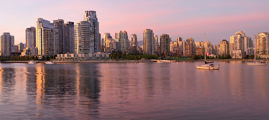 Image showing Vancouver BC Skyline along False Creek at Dusk