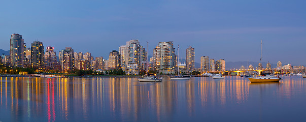 Image showing Blue Hour at False Creek Vancouver BC Canada