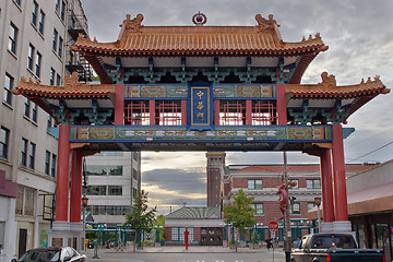 Image showing Sunset at Chinatown Gate in Seattle Washington