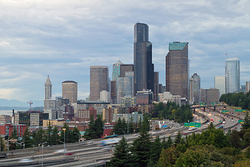 Image showing Seattle Downtown Skyline on a Cloudy Day