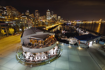 Image showing Seattle City Skyline and Marina at Night