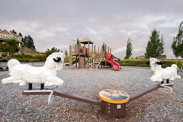 Image showing Neighborhood Public Park Children's Playground with Seesaw