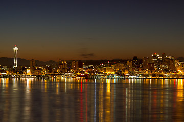 Image showing Seattle Downtown Skyline Reflection at Dawn