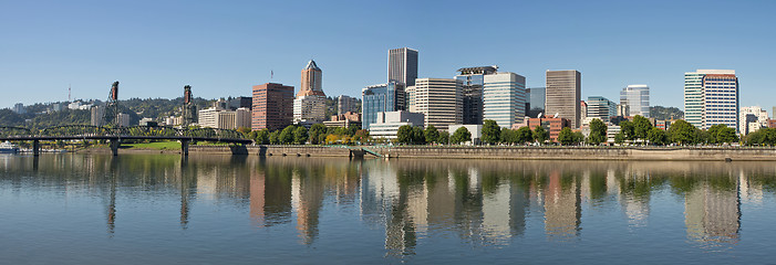 Image showing Portland Downtown Waterfront Skyline Panorama