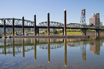 Image showing Marina by Willamette River in Portland Oregon