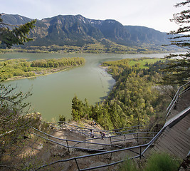 Image showing Hiking Up Beacon Rock on Columbia River