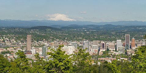 Image showing Portland Oregon Cityscape and Mount Hood