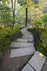 Image showing Stone Steps in Japanese Garden