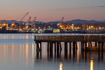 Image showing Fishing Pier at Alki Beach Seattle Washington