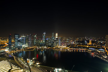 Image showing Singapore Central Business District Skyline Night Scene