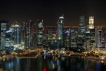 Image showing Singapore Central Business District Skyline at Night