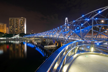 Image showing Double Helix Bridge in Singapore at Night