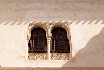 Image showing Arched window in Alhambra palace in Granada, Spain