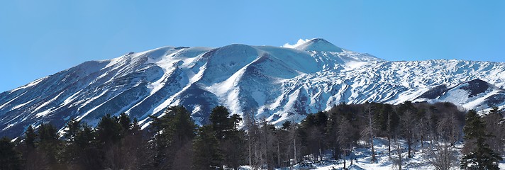 Image showing Snow peak of Etna volcano, Sicily, in winter