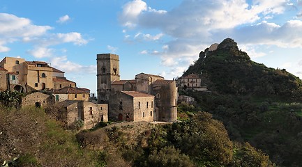 Image showing Medieval village of Savoca in Sicily, Italy, at sunset