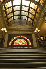 Image showing Stairway to Stained Glass in the Capital Building - Vertical Sho