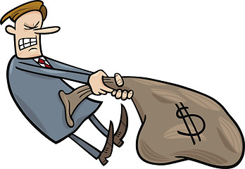 Image showing businessman draging sack of dollars