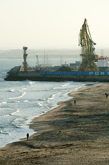 Image showing Commercial port cranes