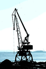 Image showing Commercial port cranes