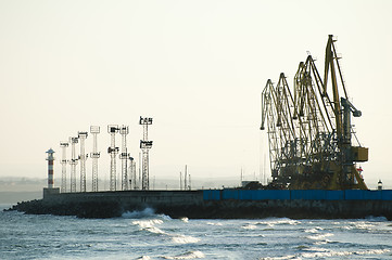 Image showing Commercial port cranes