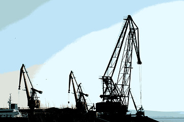 Image showing Commercial port cranes