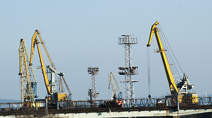 Image showing Commercial port cranes