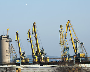 Image showing Commercial port cranes