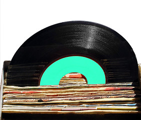 Image showing Box of vinyl records