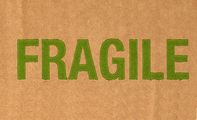 Image showing Fragile written on corrugated cardboard packet