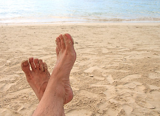 Image showing relaxing on the beach