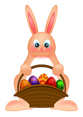 Image showing Happy Easter Bunny Rabbit  with Egg Basket Illustration