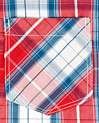 Image showing red and blue checkered background pocket.