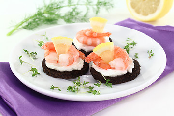 Image showing Canape with shrimps