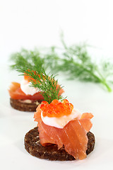 Image showing Canape with salmon