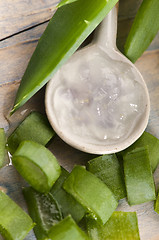 Image showing aloe vera juice with fresh leaves