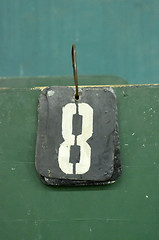 Image showing number tag, eight