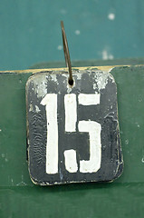 Image showing number tag, fifteen
