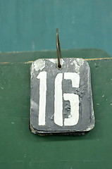 Image showing number tag, sixteen