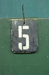 Image showing number tag, five