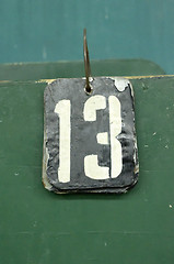 Image showing number tag, thirteen