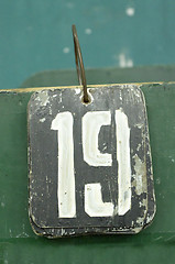 Image showing number tag, nineteen
