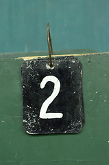 Image showing number tag, two